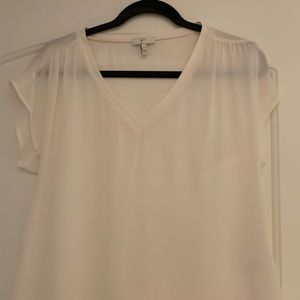 Joie white silk v neck blouse